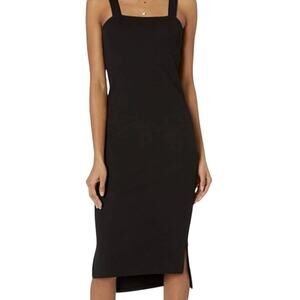 The Drop Amelia Square Neck Ribbed Black Dress M